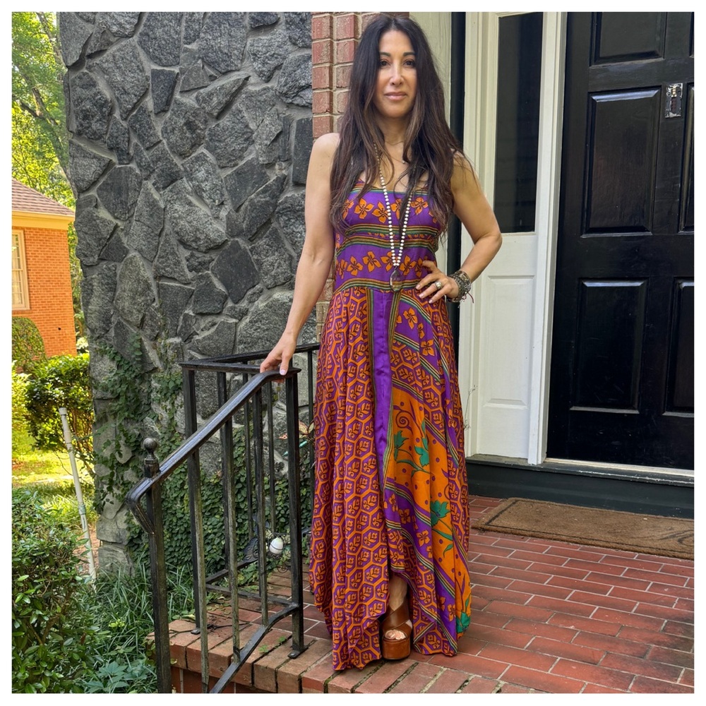 03 Beautiful Silk Blend One of a Kind Sleeveless Maxi Dress